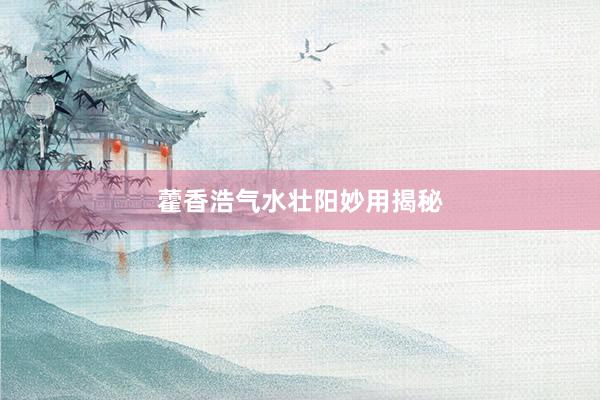 藿香浩气水壮阳妙用揭秘